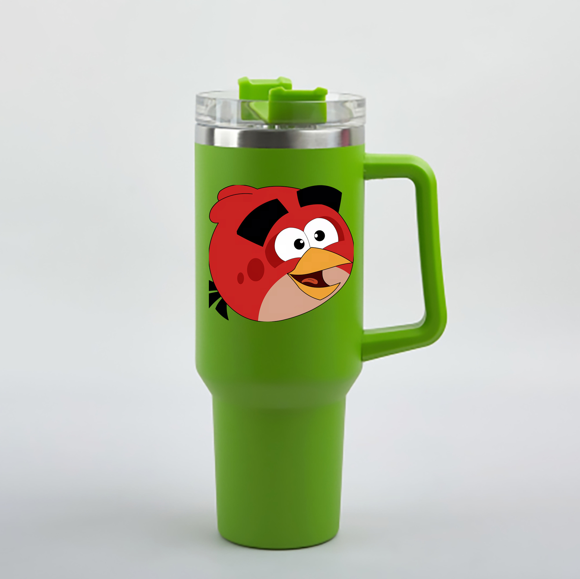 （画像用） Angry Birds アングリーバード 1200mL車用タンブラー - クリスタルステッカー（プラスチックストロー付き）